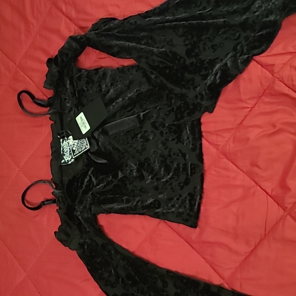 Killstar black velvet crop top
